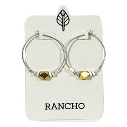 Large Silver Hoop + Gold Facet Earrings