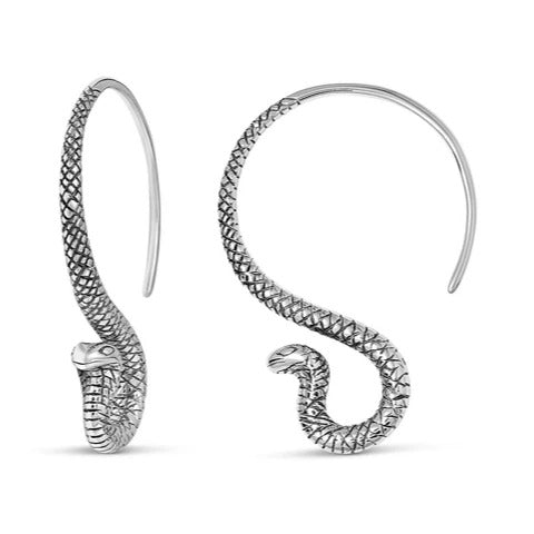 Cobra Hoop Earrings Silver