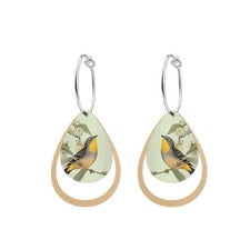 Native Birds Parrot & Pardalote Layered Iconic Outline Hoop Earring