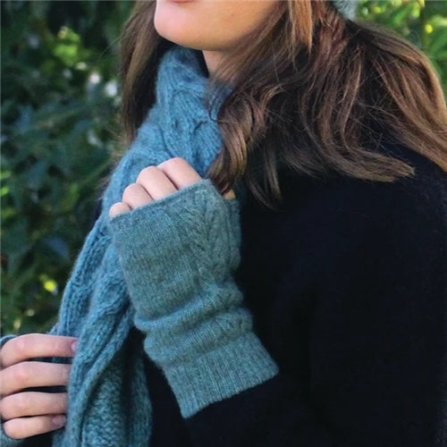 Cable Mitten Sage