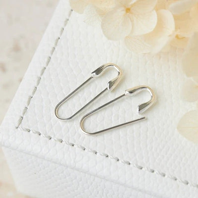 Safety Pin Earrings Silver