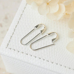 Safety Pin Earrings Silver