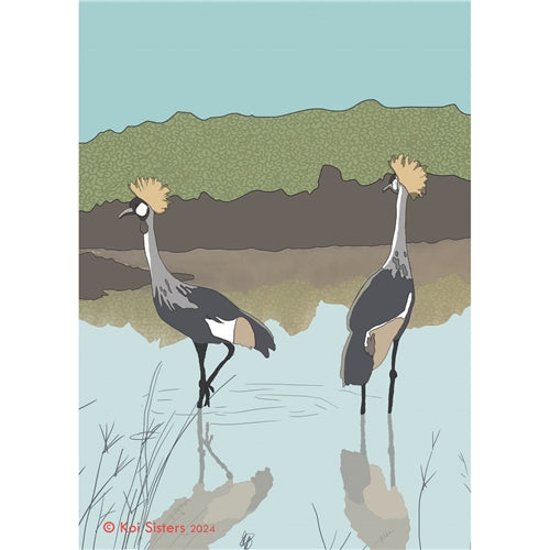 Koi Sisters - Cranes Close Up Portrait - A3 print