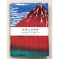 Double gauze hand towel, Ukiyoe by Hokusai, Red Fuji