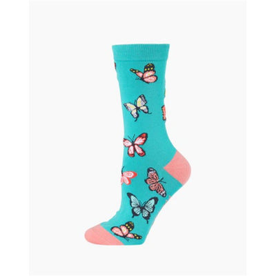 Bamboozld  Sock -  Womens Flutters Teal Size 2 - 8