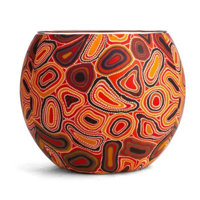 Aboriginal Dry Waterholes Tealight Candle Holder 11cm