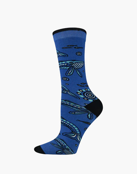 Bamboozld  Sock -  Blue  MENS NATIVE AUSTRALIAN WHALE BAMBOO SOCK R7-11
