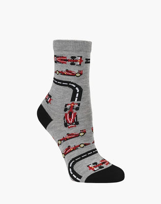 Bamboozld  Sock -  Kids F1 Car Track  Bamboo Grey