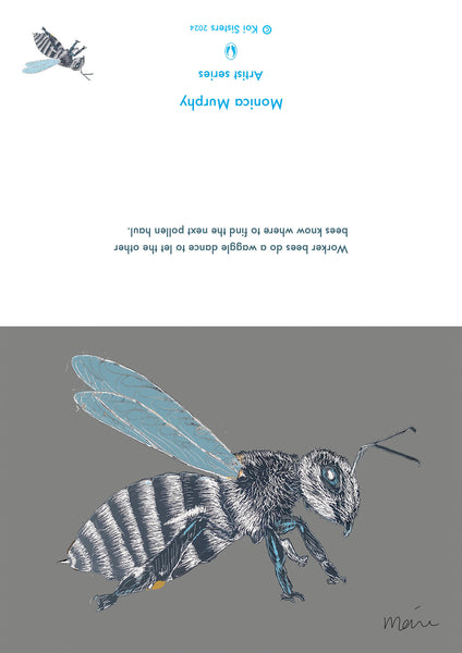 Koi Sisters Card - Grey Bee