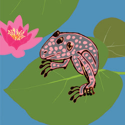 Koi Sisters Card - Frog on Water Leaf