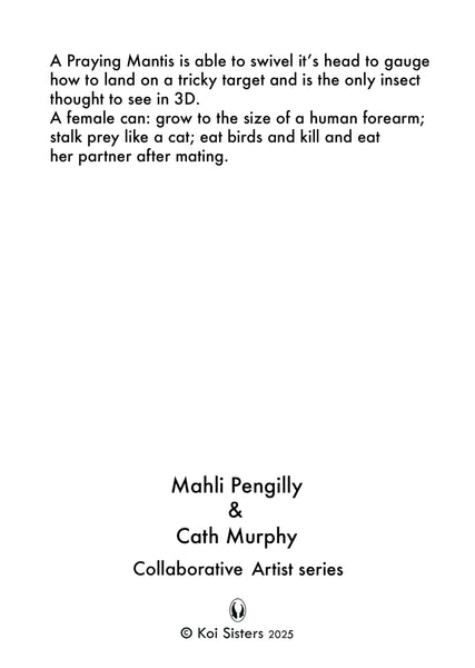 Koi Sisters Card - Orange Daisies & Praying Mantis