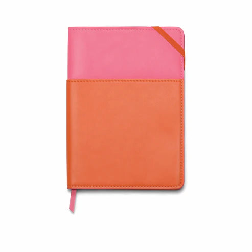 Vegan Leather Pocket Journal - Burgundy & Pink
