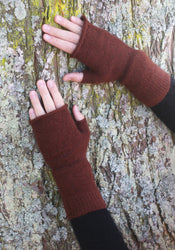 Plain Fingerless Mittens Russet