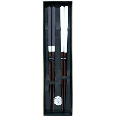2 pair of chopsticks set - charcoal & white