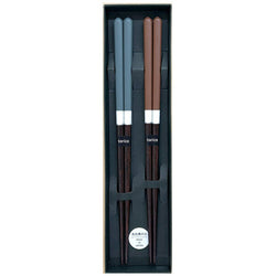 2 Pair of chopsticks set - blue & brown