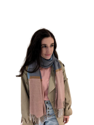 Multi Col Soft Fringe Scarf Pink/Grey