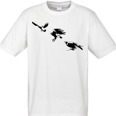 Magpies Flying 3 Men's Unisex T Shirt - White
