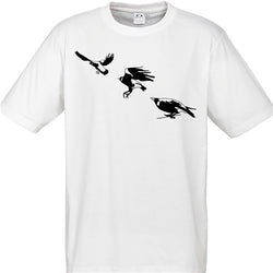 Magpies Flying 3 Men's Unisex T Shirt - White