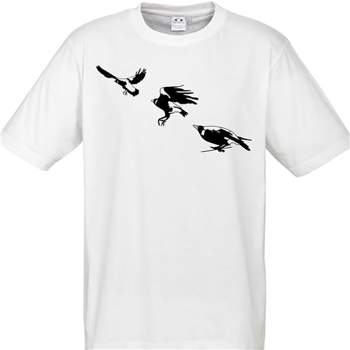 Magpies Flying 3 Men's Unisex T Shirt - White