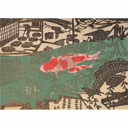 Koi Sisters - Koi in the Village Green River - A3 print