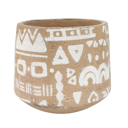 Kaleem Tribal Planter Sand White 10cm