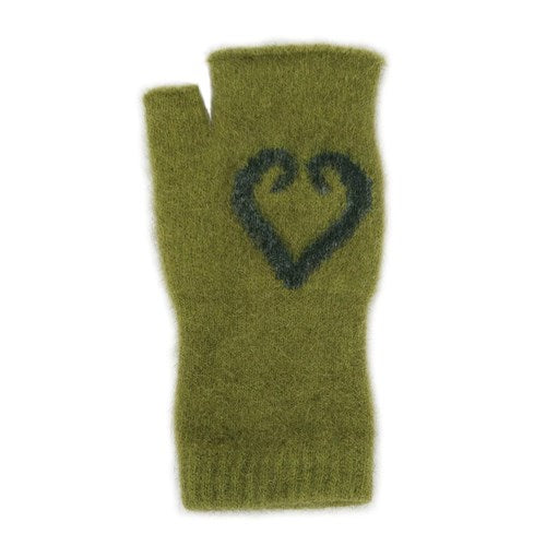 Possum Aroha Fingerless Mitten Olive/Charcoal