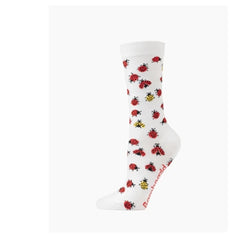 Bamboozld  Sock -  Womens Ladybug White Size 2 - 8