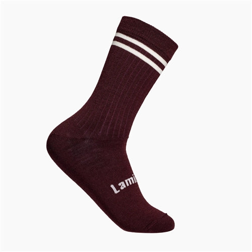 Merino Wool Crew Socks Men size 11-13 - Stripe Maroon