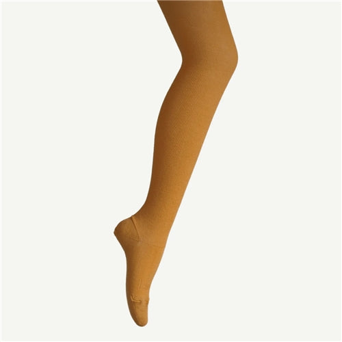 Woman Merino Wool Tights Textured Knit - MUSTARD Average