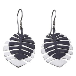 Shabana Jacobson - Monstera Leaf Earrings Black Top