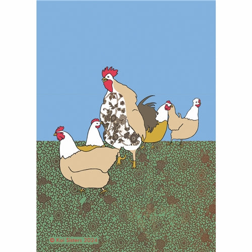 Koi Sisters - Rooster & Hens - A3 print