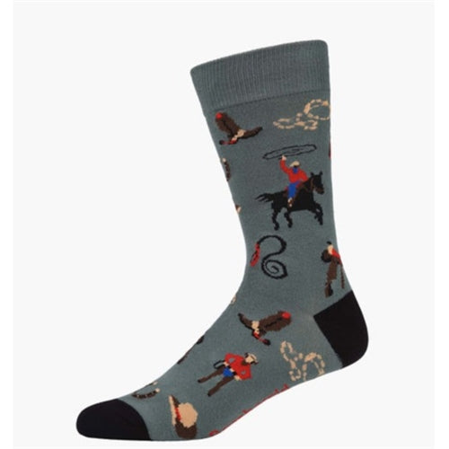 Bamboozld  Sock -  Mens Ride Em Cowboy Bamboo Sock - Khaki 7-11