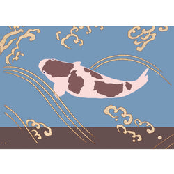 Koi Sisters Card - Brown Koi in Blue Water