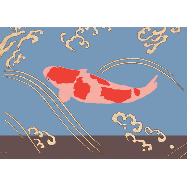 Koi Sisters Card - Pink Koi in Blue Water
