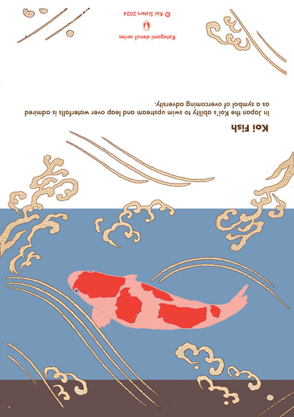 Koi Sisters Card - Pink Koi in Blue Water