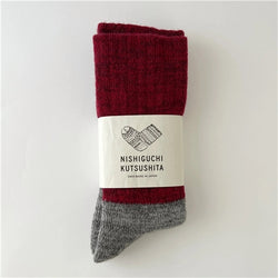 NISHIGUCHI KUTSUSHITA : oslo mohair wool pile sock - bordeaux