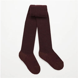 Woman Merino Wool Tights Textured Knit - Currant Tall