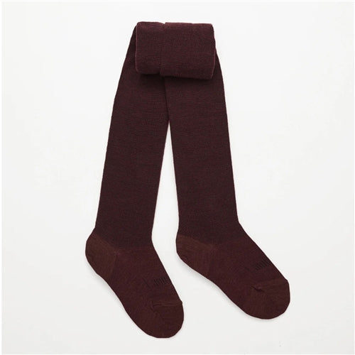 Woman Merino Wool Tights Textured Knit - Currant Tall