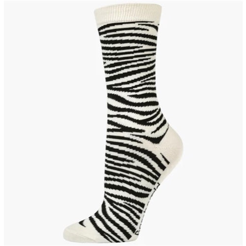 Bamboozld  Sock -  Womens Zebra Stripes - Natural 2 - 8