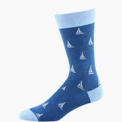 Bamboozld Sock - Mens  DITSY SAILING - Bamboo Sock - Blue/R 7-11