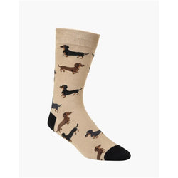 Mens Dash Pups Bamboo Sock Stone Size 7-11