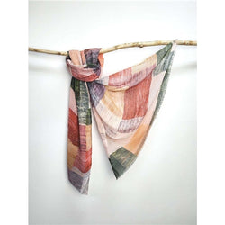 Wool Bamboo Scarf Red Grey Check