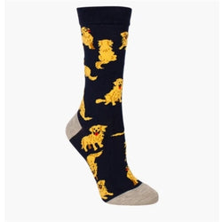 Womens Golden Retriever Bamboo Sock - Denim / Size 2-8