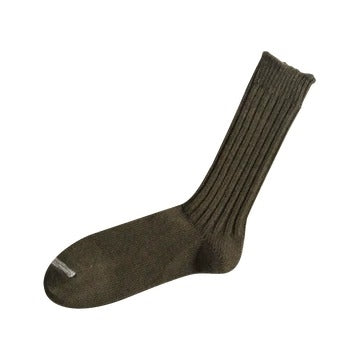 NISHIGUCHI KUTSUSHITA : praha wool ribbed sock - khaki