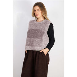 Wool Acrylic Vest Cream Pink