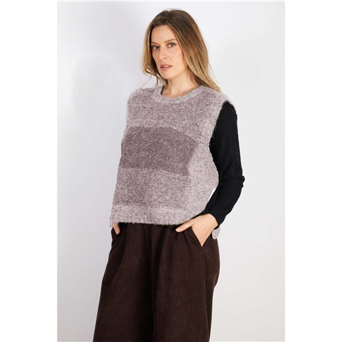 Wool Acrylic Vest Cream Pink