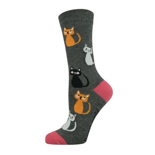 Bamboozld  Sock -  Kids Kitty Cats  Bamboo Grey