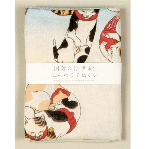 Double gauze hand towel, Ukiyoe by Kuniyoshi, octopus and blowfish