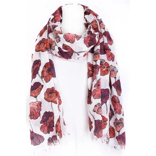 Red Poppy Cotton Print Scarf