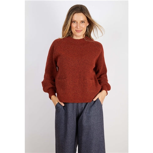 Wool Acrylic Knit Rust with Pockets